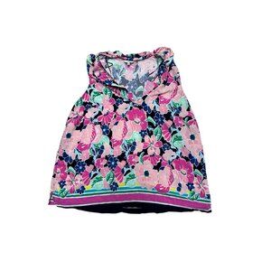 Crown & Ivy 3X Curvy Floral Sleeveless Blouse Pink Blue Rayon Tank Top